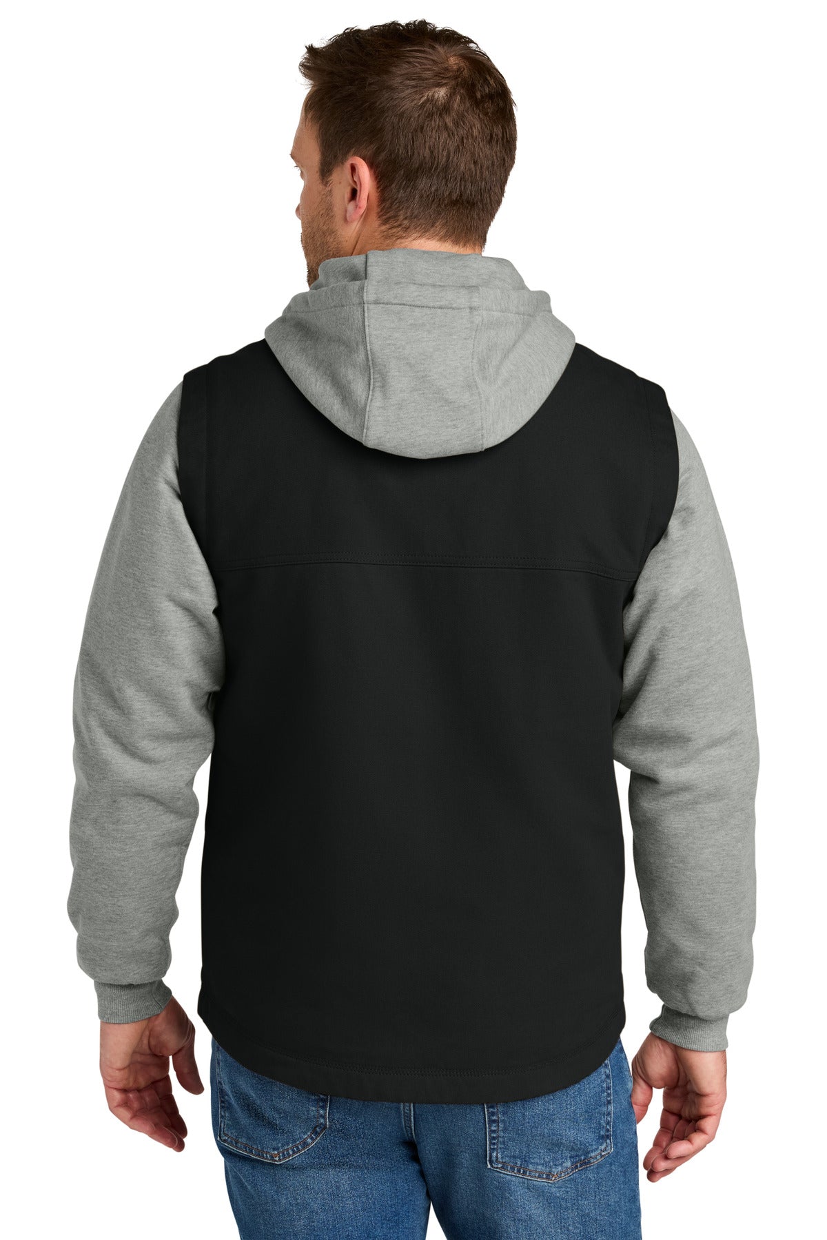 Blk/HthrGy CornerStone Duck Fleece Full-Zip Hooded Jacket CSJ42