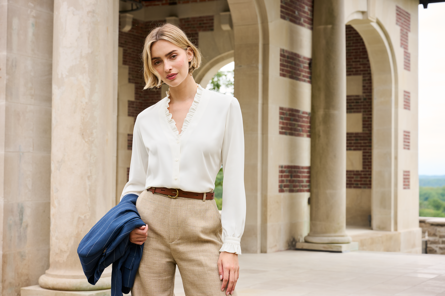 Brooks Brothers® Women’s Long Sleeve Ruffle Collar Blouse - BB18011