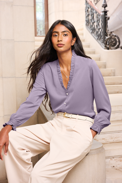 Brooks Brothers® Women’s Long Sleeve Ruffle Collar Blouse - BB18011