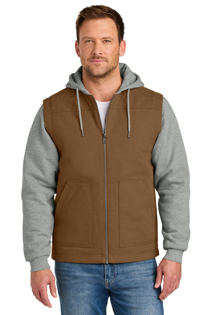 Front View of DuckBr/HtG CornerStone Duck Fleece Full-Zip Hooded Jacket CSJ42