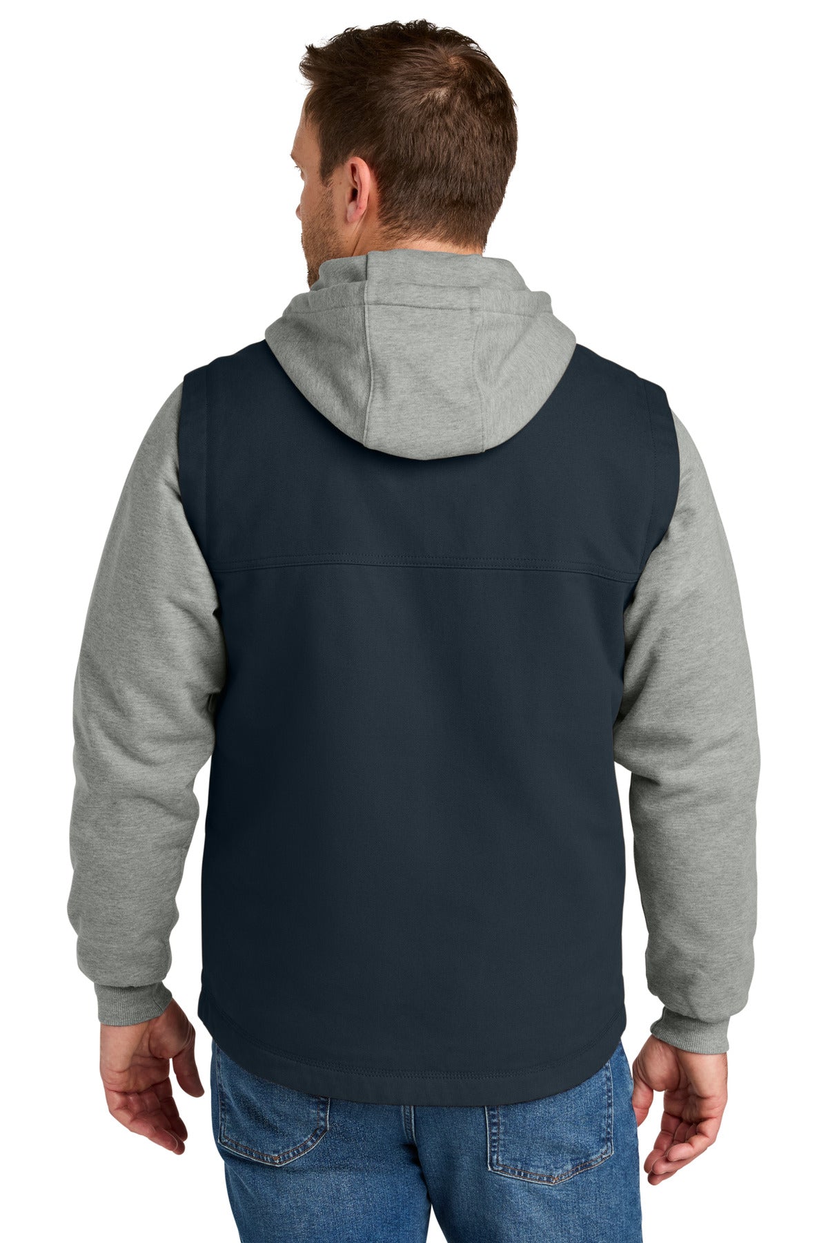 Navy/HtGy CornerStone Duck Fleece Full-Zip Hooded Jacket CSJ42